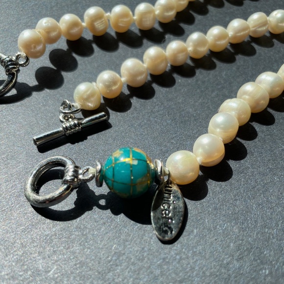 Set of 3 Baroque Pearl Bracelets with Cloisonne Globe Bead - Picture 5 of 7